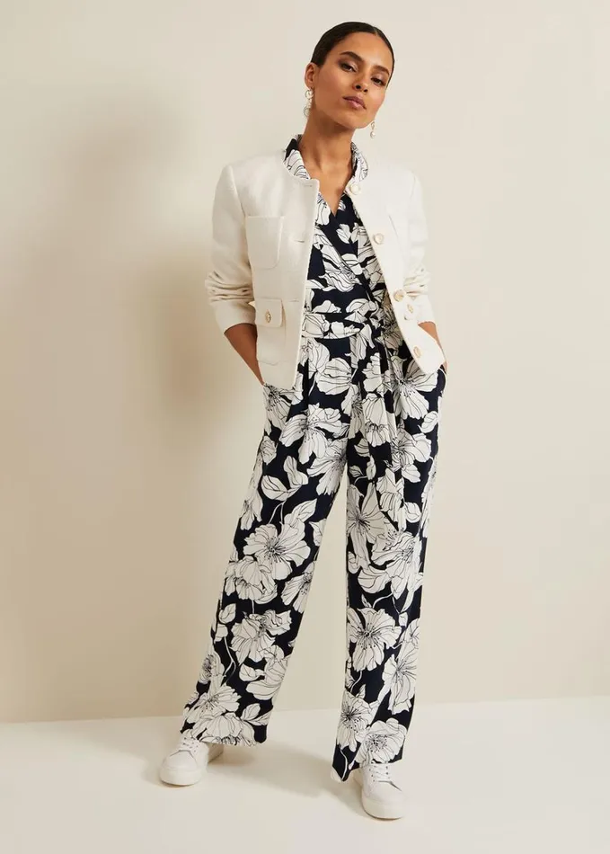 Phase Eight Petite Constance Floral Jumpsuit Navyivory Women Dresses