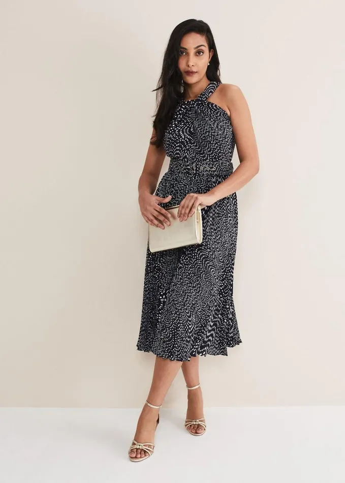Phase Eight Petite Elsie Spot Dress Navyivory Women Petite Dresses