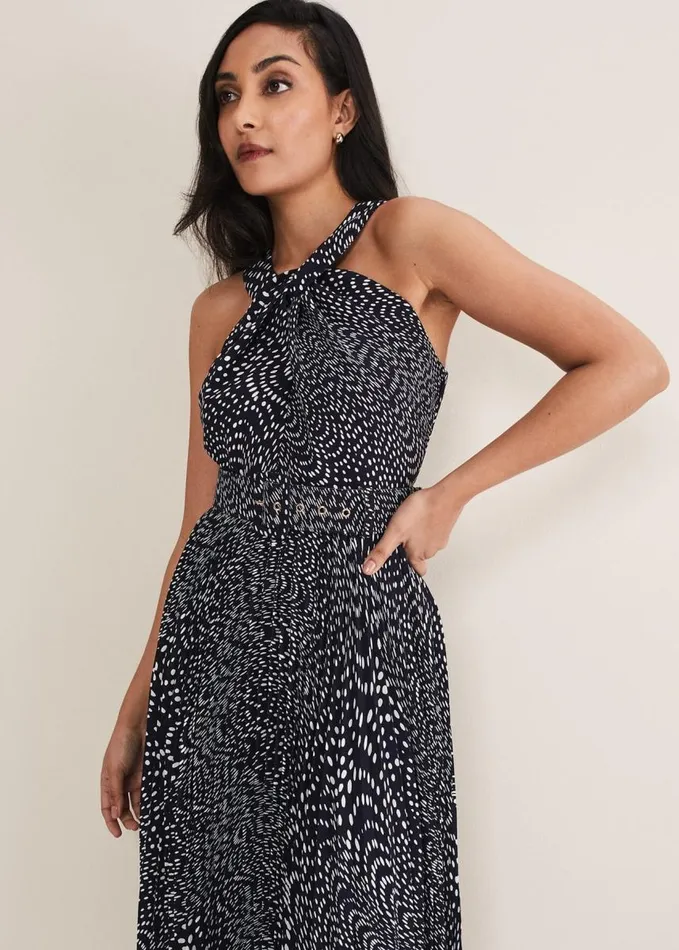 Phase Eight Petite Elsie Spot Dress Navyivory Women Petite Dresses