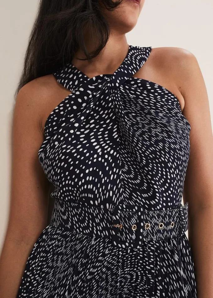 Phase Eight Petite Elsie Spot Dress Navyivory Women Petite Dresses