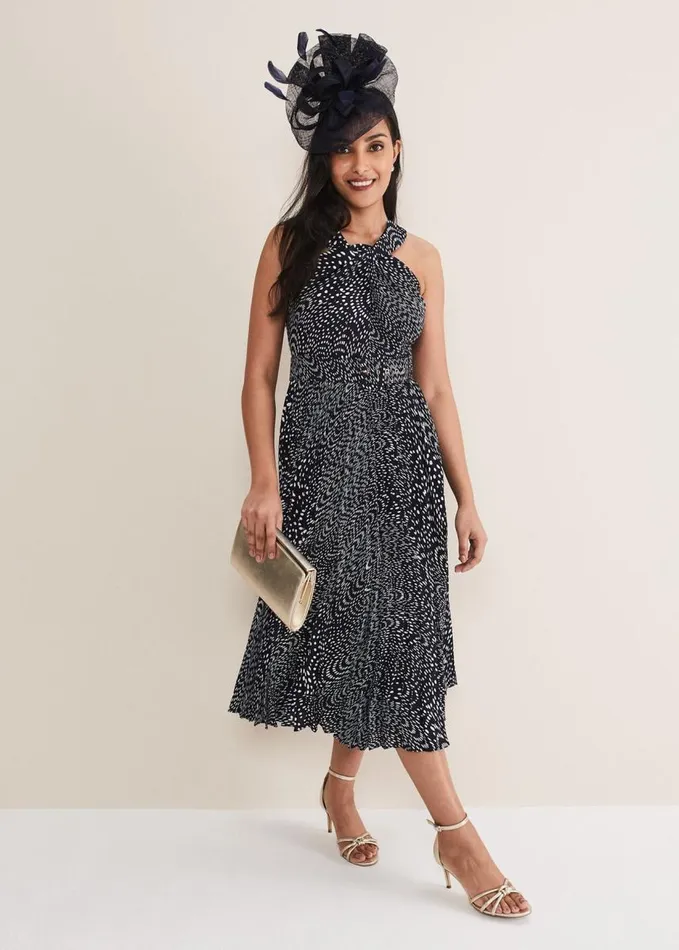 Phase Eight Petite Elsie Spot Dress Navyivory Women Petite Dresses