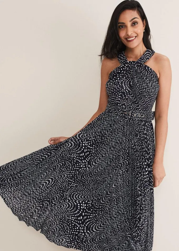 Phase Eight Petite Elsie Spot Dress Navyivory Women Petite Dresses