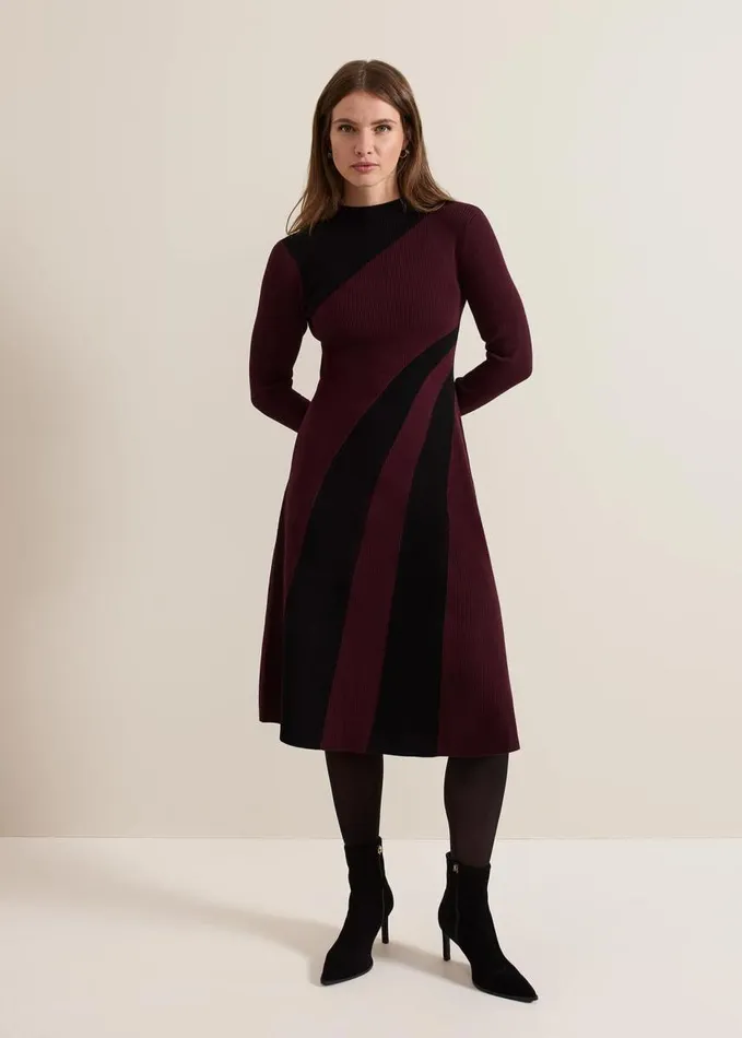 Phase Eight Petite Julie Fit And Flare Midi Dress Burgundy Women Dresses