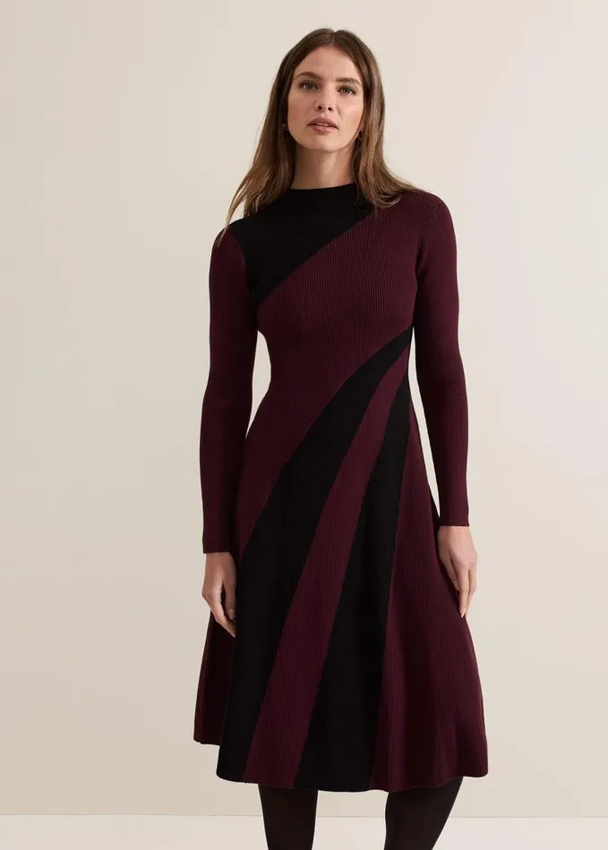 Phase Eight Petite Julie Fit And Flare Midi Dress Burgundy Women Dresses