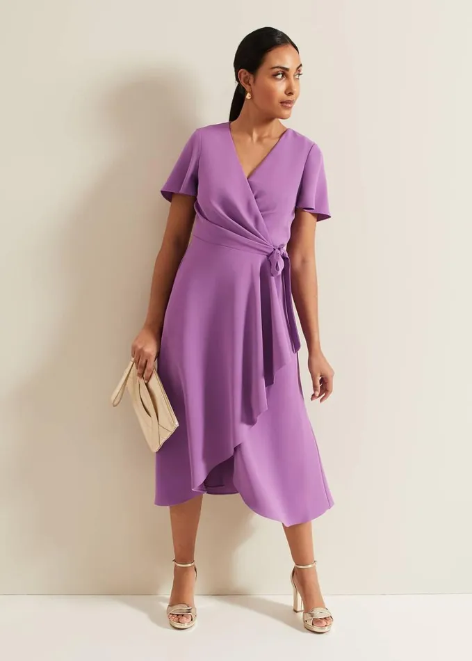 Phase Eight Petite Julissa Frill Wrap Dress Purple Women Dresses