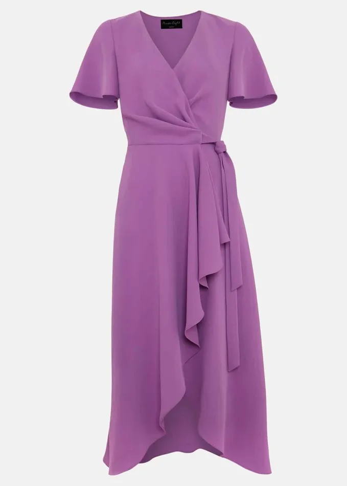Phase Eight Petite Julissa Frill Wrap Dress Purple Women Dresses