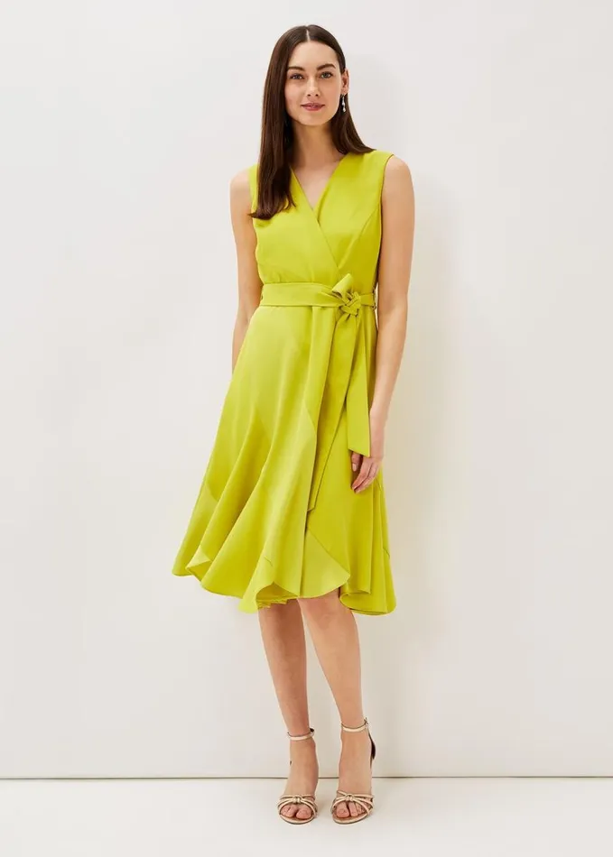 Phase Eight Philis Panelled Dress Lime Women Dresses