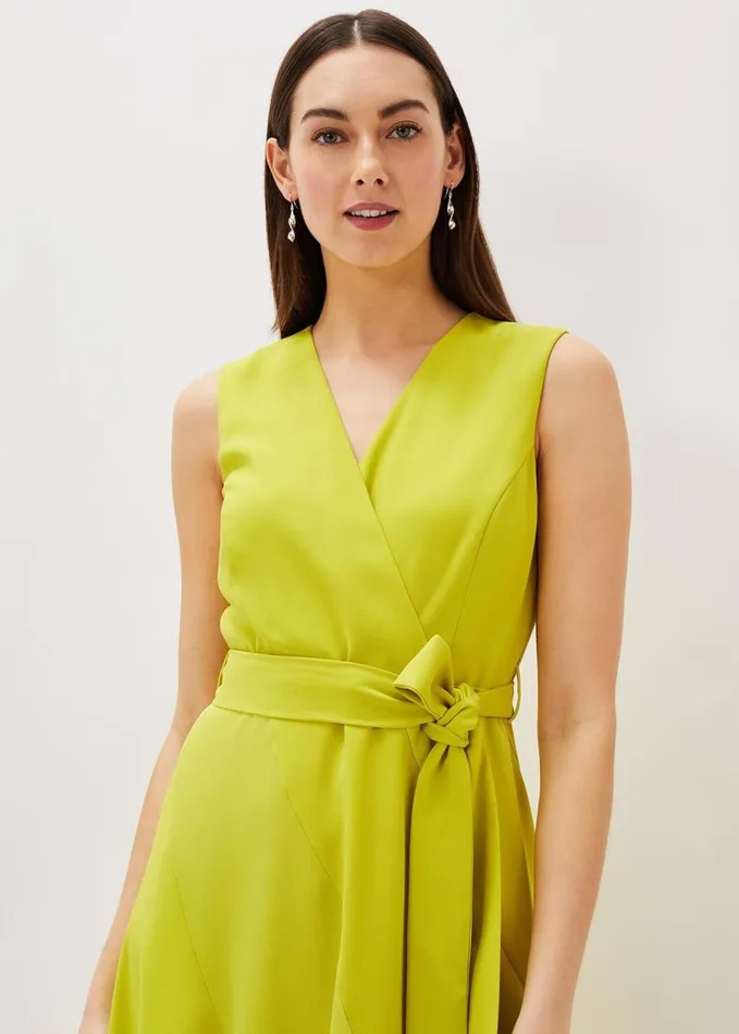 Phase Eight Philis Panelled Dress Lime Women Dresses