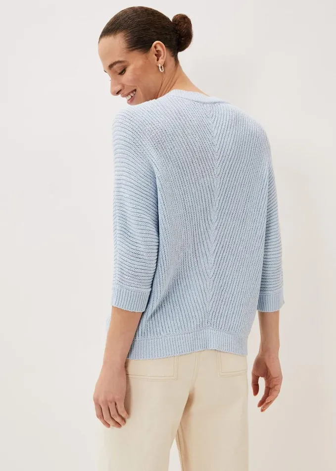 Phase Eight Pia VNeck Ribbed Jumper Soft Blue Women Knitwear