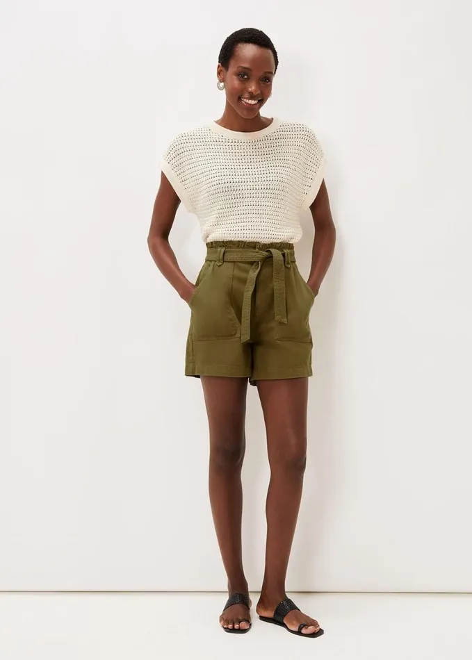Phase Eight Pollie Denim Cargo Shorts Khaki Women Trousers