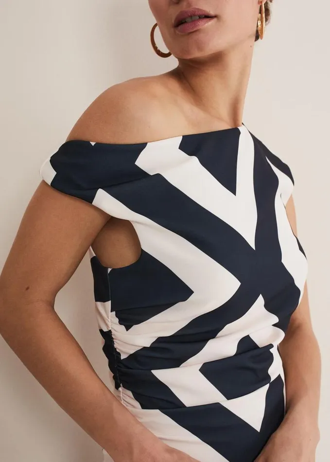 Phase Eight Posy Geo Fitted Dress Powder Pinknavy Women Dresses