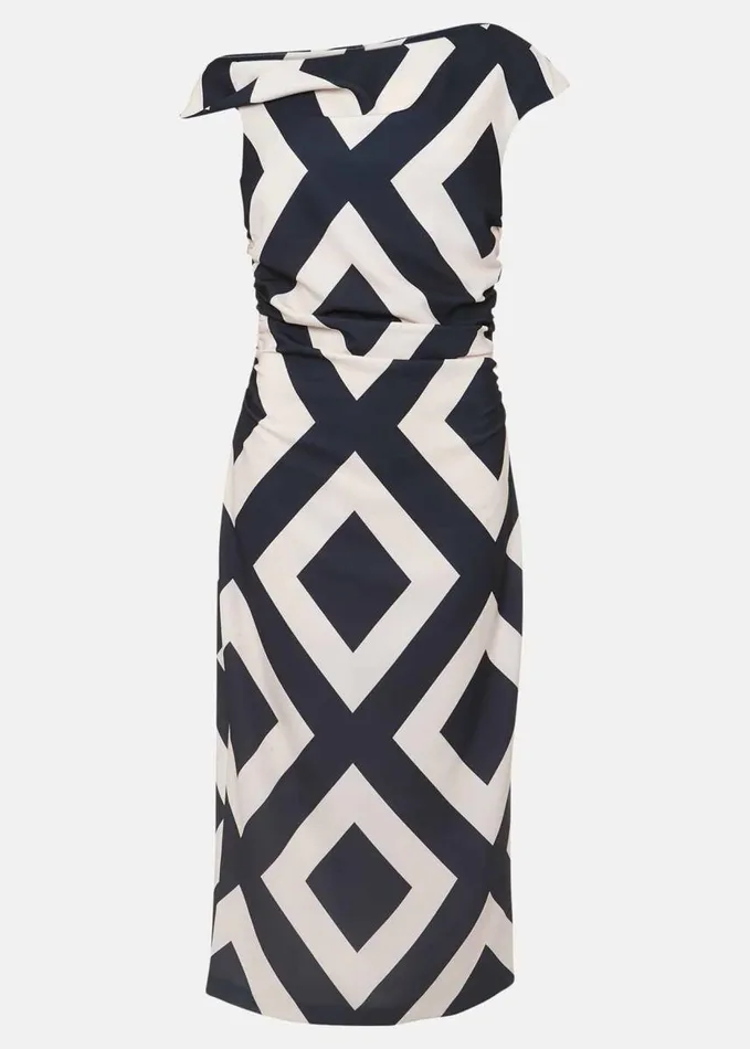 Phase Eight Posy Geo Fitted Dress Powder Pinknavy Women Dresses