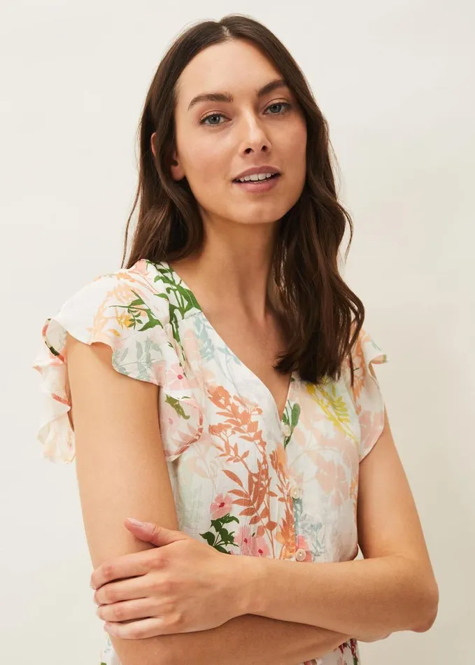 Phase Eight Remee Floral Shirt Dress Pinkorange Women Dresses