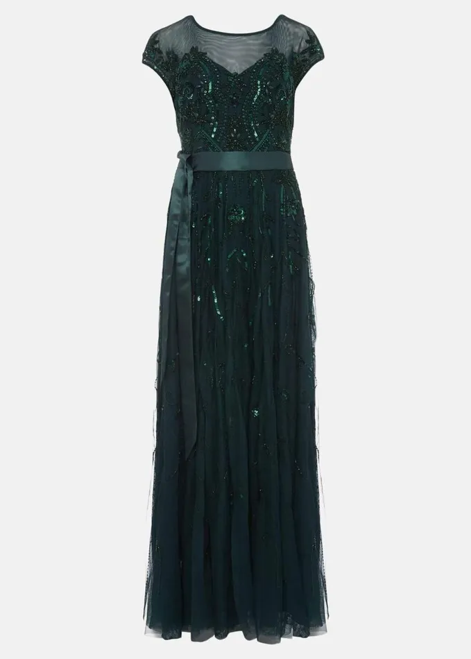 Phase Eight Renee Beaded Tulle Dress Emerald Women Dresses
