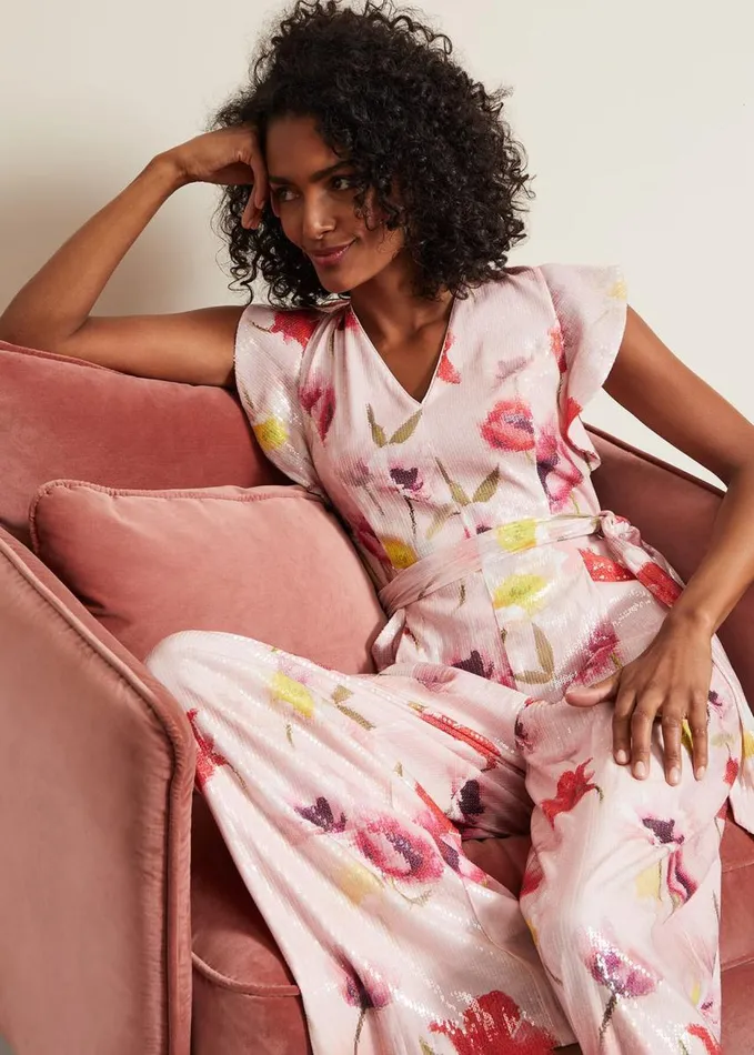 Phase Eight Rhiannon Sequin Printed Jumpsuit Multicoloured Women Dresses