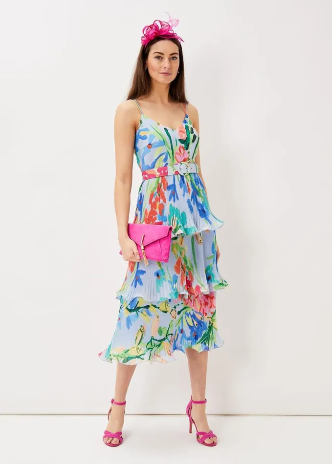 Phase Eight River Floral Tiered Midi Dress Multicoloured Women Dresses