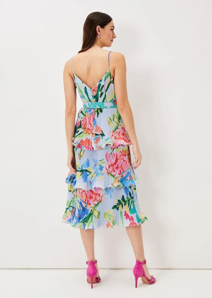 Phase Eight River Floral Tiered Midi Dress Multicoloured Women Dresses