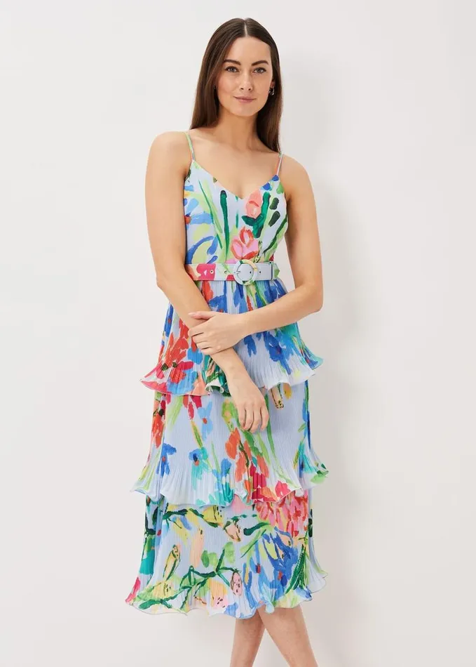 Phase Eight River Floral Tiered Midi Dress Multicoloured Women Dresses