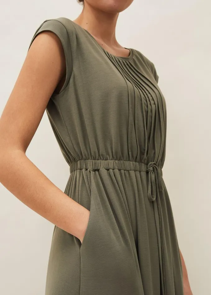 Phase Eight Rosanna Pintuck Jersey Dress Khaki Women Dresses