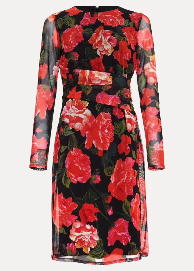 Phase Eight Roshni Mesh Floral Midi Dress Blackmulti Women Dresses