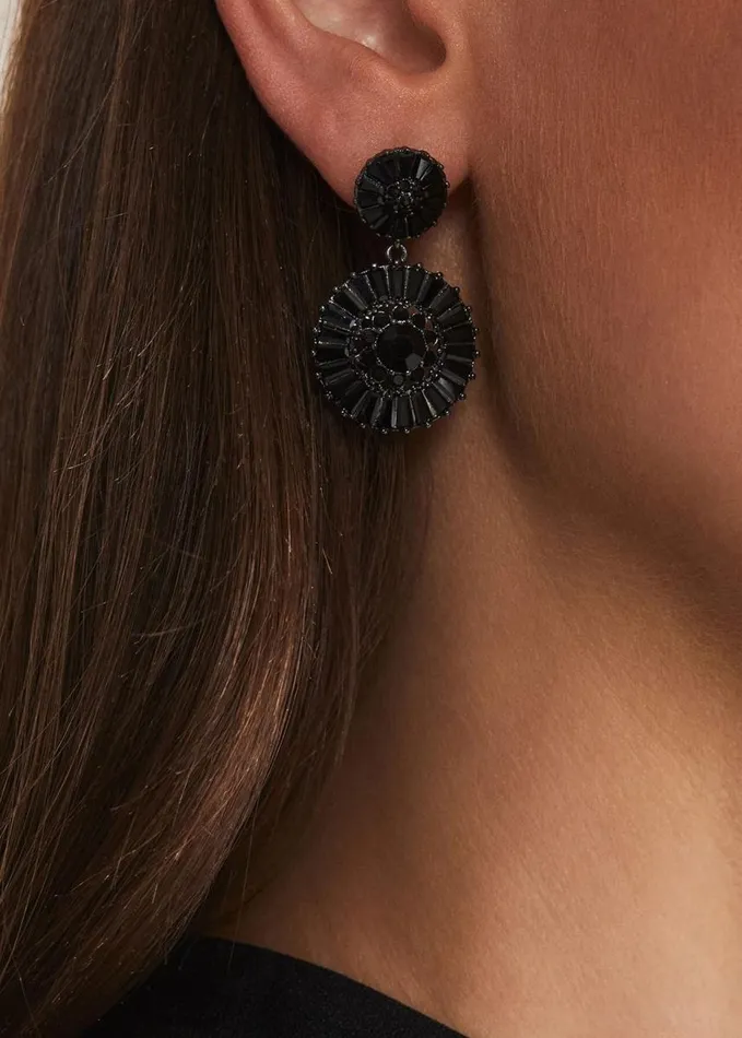 Phase Eight Round Stone Drop Earring Black Women Jewellery