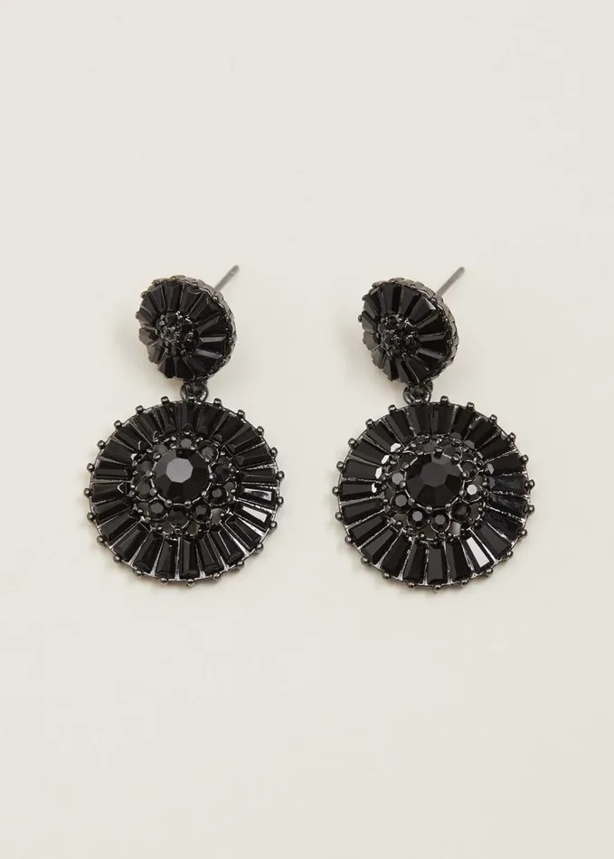 Phase Eight Round Stone Drop Earring Black Women Jewellery