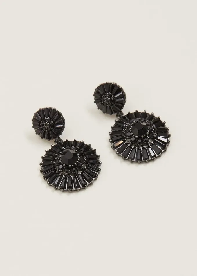 Phase Eight Round Stone Drop Earring Black Women Jewellery