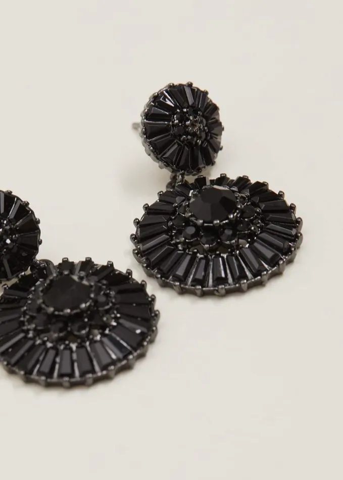 Phase Eight Round Stone Drop Earring Black Women Jewellery