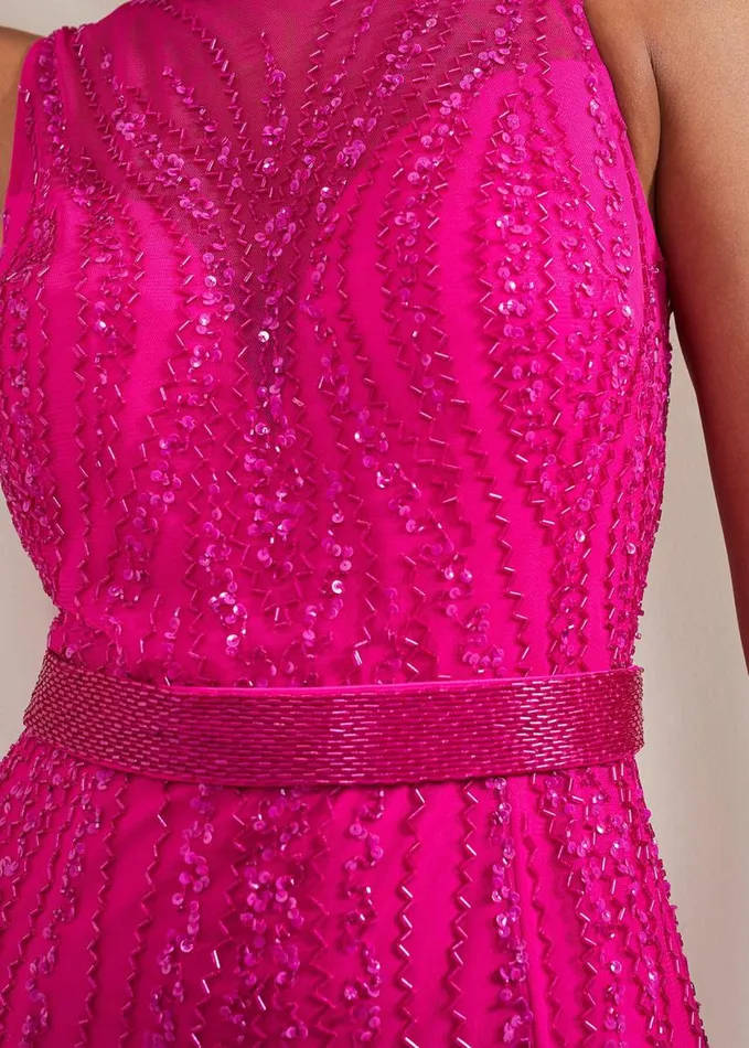 Phase Eight Rowena Beaded Maxi Dress Fuchsia Women Dresses