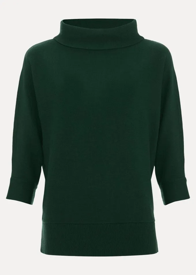 Phase Eight Salima Funnel Neck Knit Jumper Green Women Knitwear