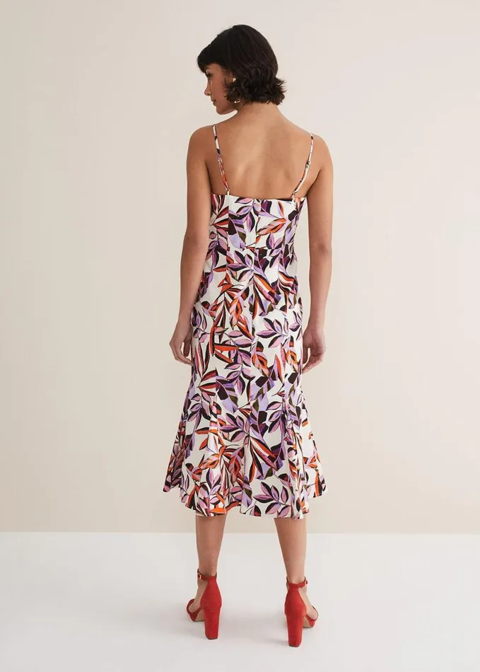 Phase Eight Sammie Leaf Print Fit And Flare Midi Dress Ivorymulti Women Dresses