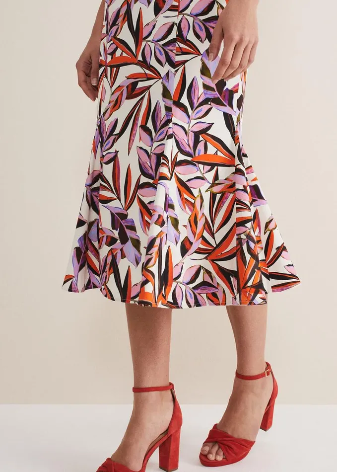 Phase Eight Sammie Leaf Print Fit And Flare Midi Dress Ivorymulti Women Dresses