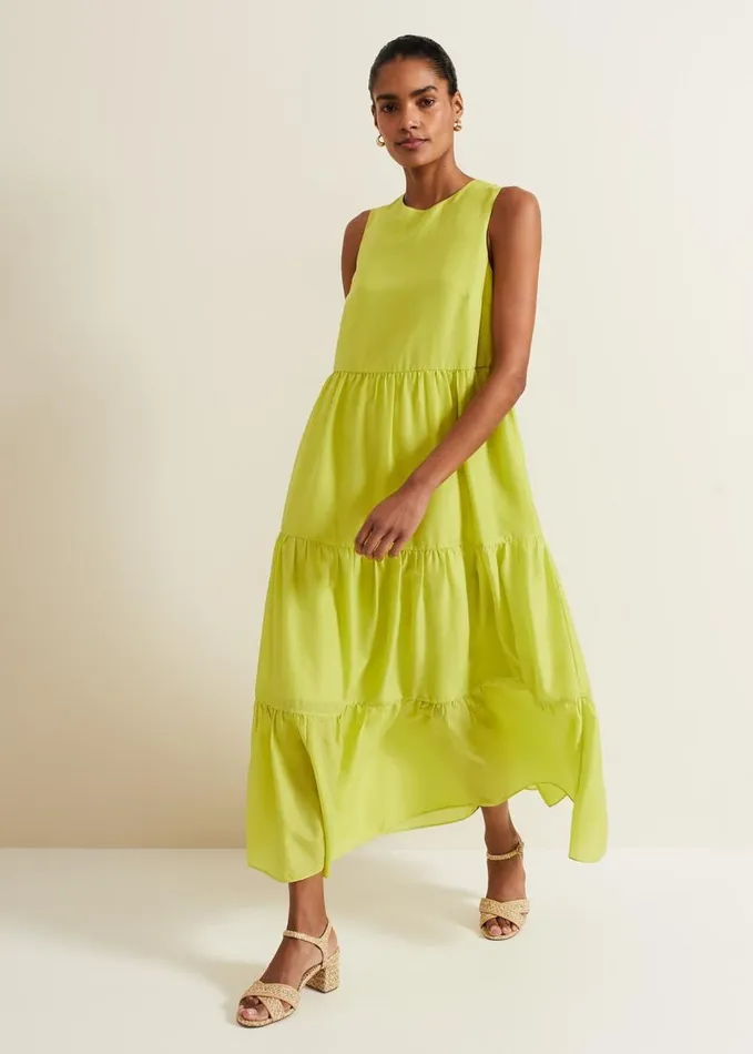 Phase Eight Sara Tiered Maxi Dress Lime Women Dresses