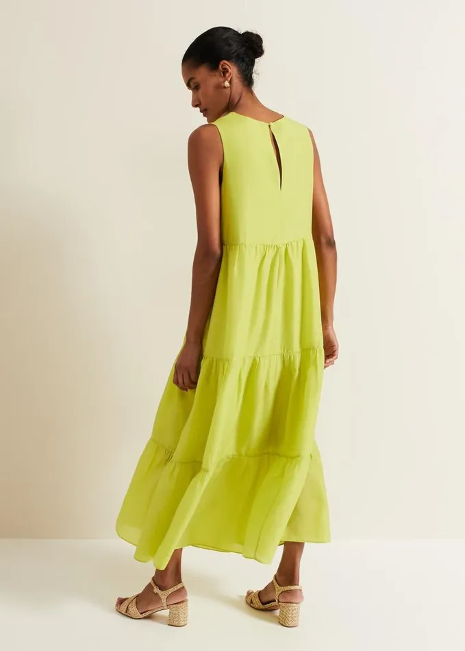 Phase Eight Sara Tiered Maxi Dress Lime Women Dresses