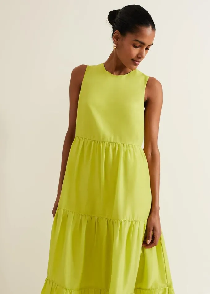 Phase Eight Sara Tiered Maxi Dress Lime Women Dresses
