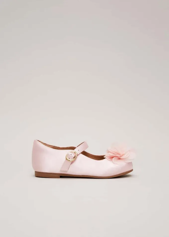 Phase Eight Satin Flower Detail Shoes Pale Pink Women Childrenswear