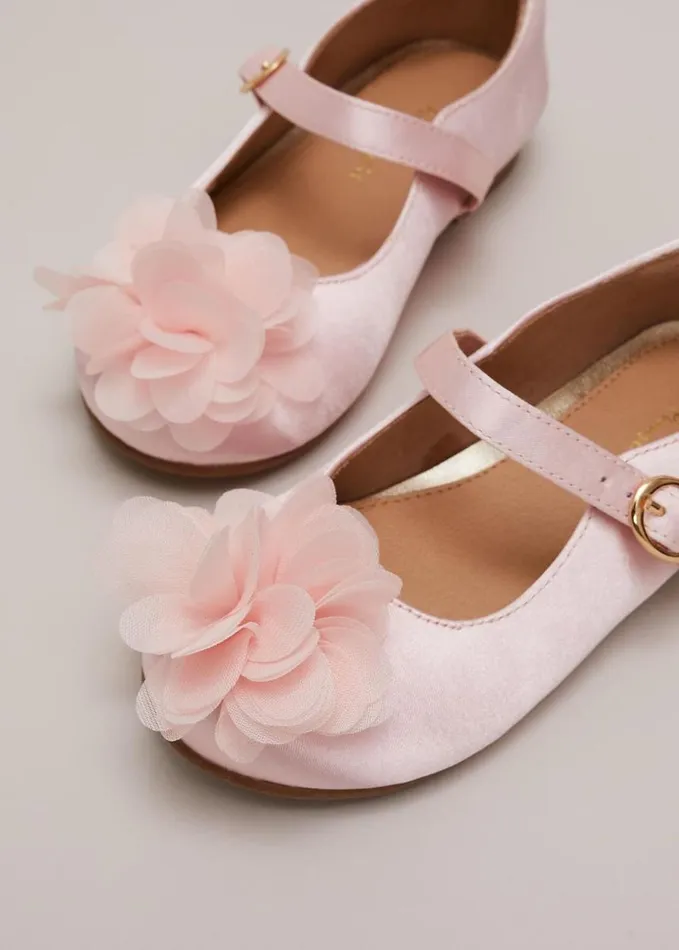 Phase Eight Satin Flower Detail Shoes Pale Pink Women Childrenswear