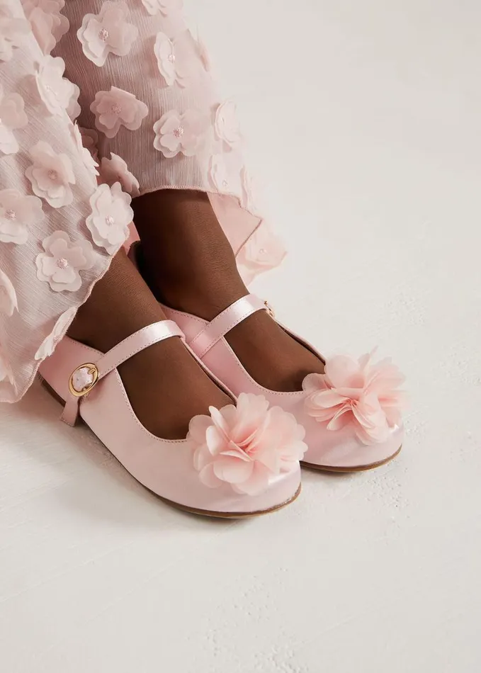 Phase Eight Satin Flower Detail Shoes Pale Pink Women Childrenswear