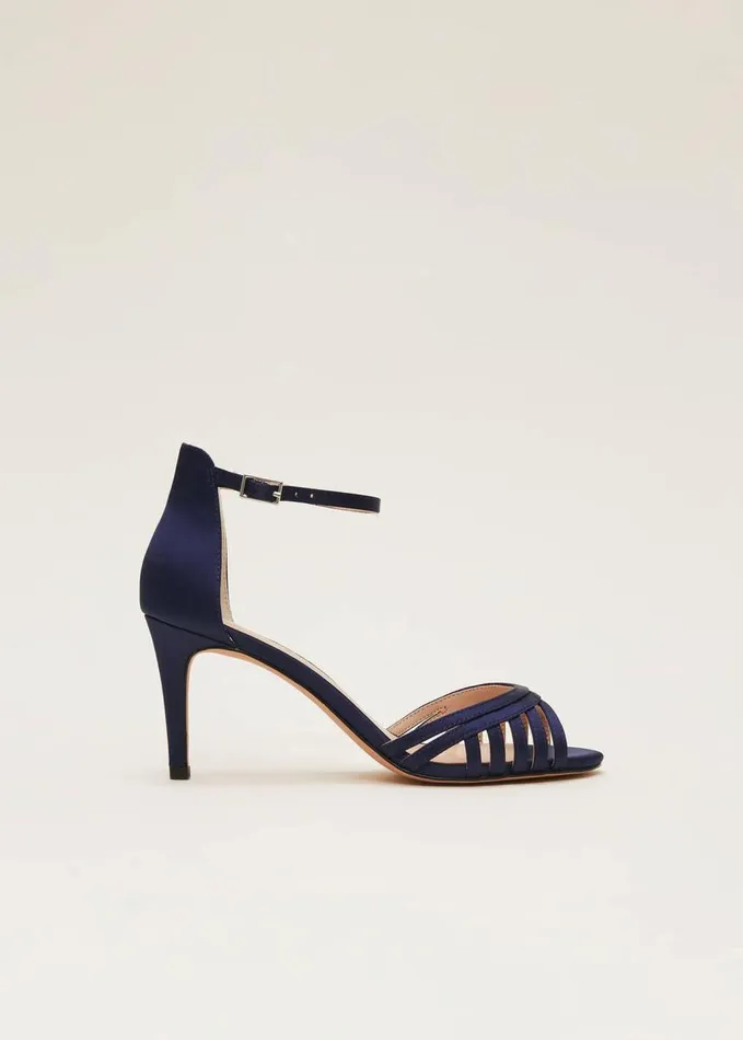 Phase Eight Satin Strappy Heeled Sandals French Navy Women Heels