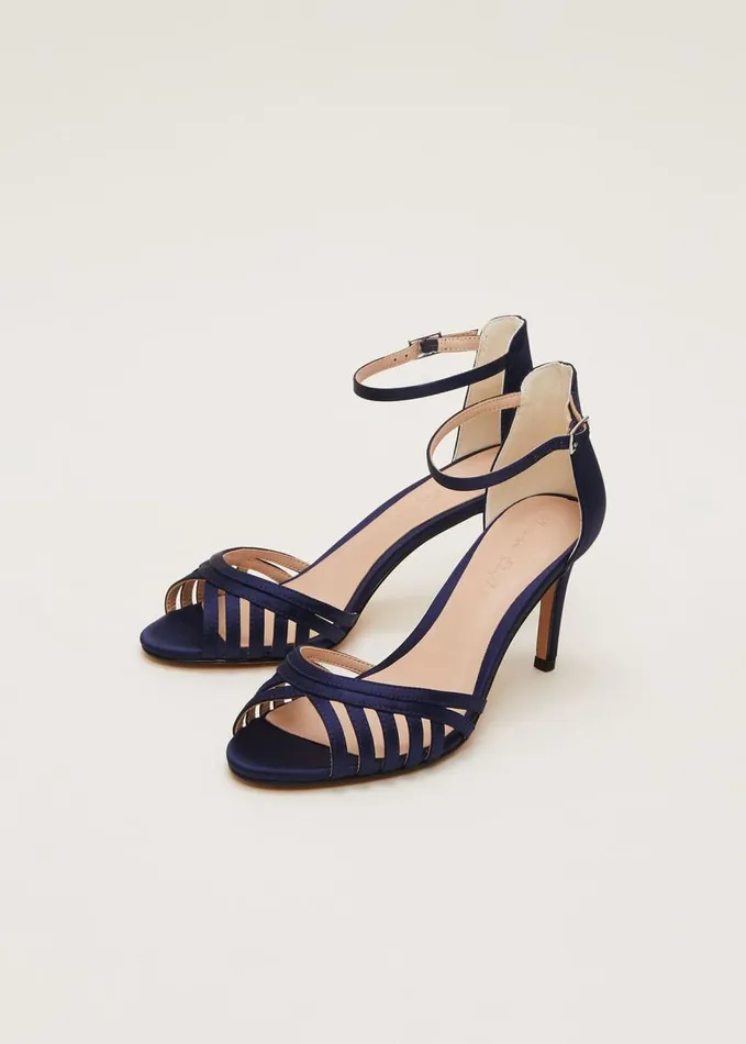 Phase Eight Satin Strappy Heeled Sandals French Navy Women Heels