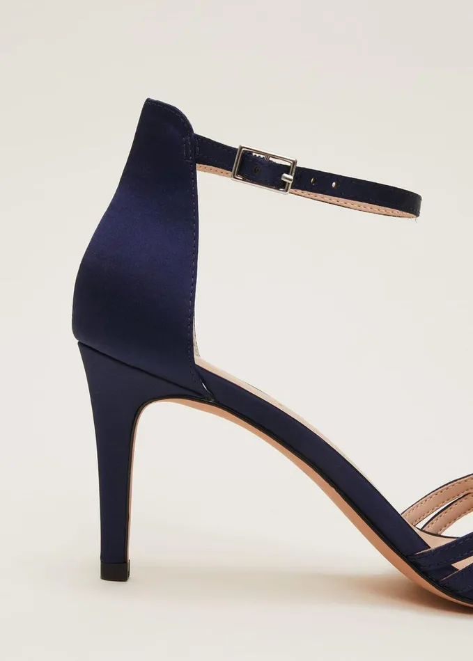 Phase Eight Satin Strappy Heeled Sandals French Navy Women Heels