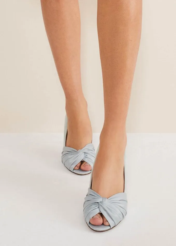 Phase Eight Satin Twist Peeptoe Shoe Eau De Nil Women Occasion Shoes