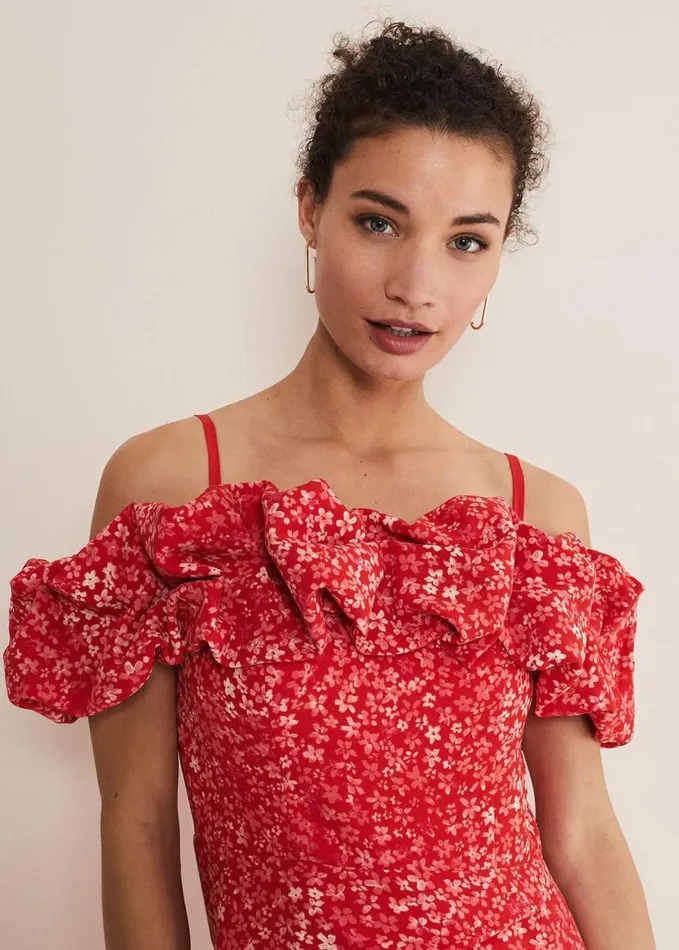 Phase Eight Senita Off Shoulder Ditsy Dress Redmulti Women Dresses