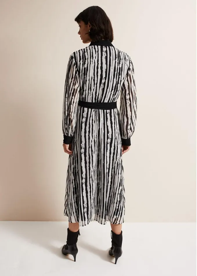 Phase Eight Serena Striped Midi Dress Blackivory Women Dresses