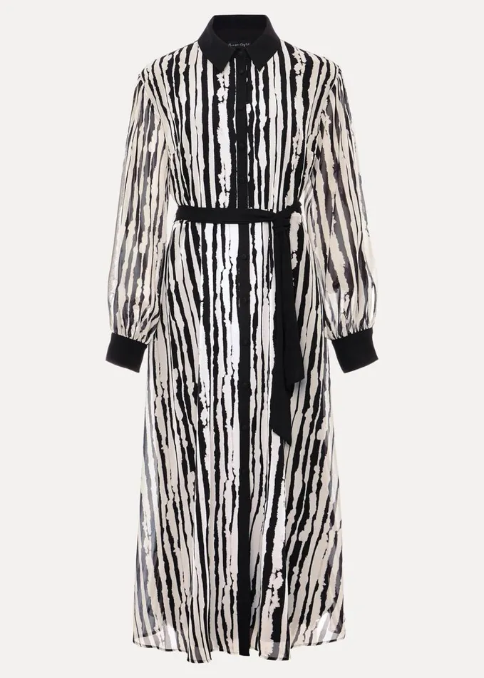 Phase Eight Serena Striped Midi Dress Blackivory Women Dresses