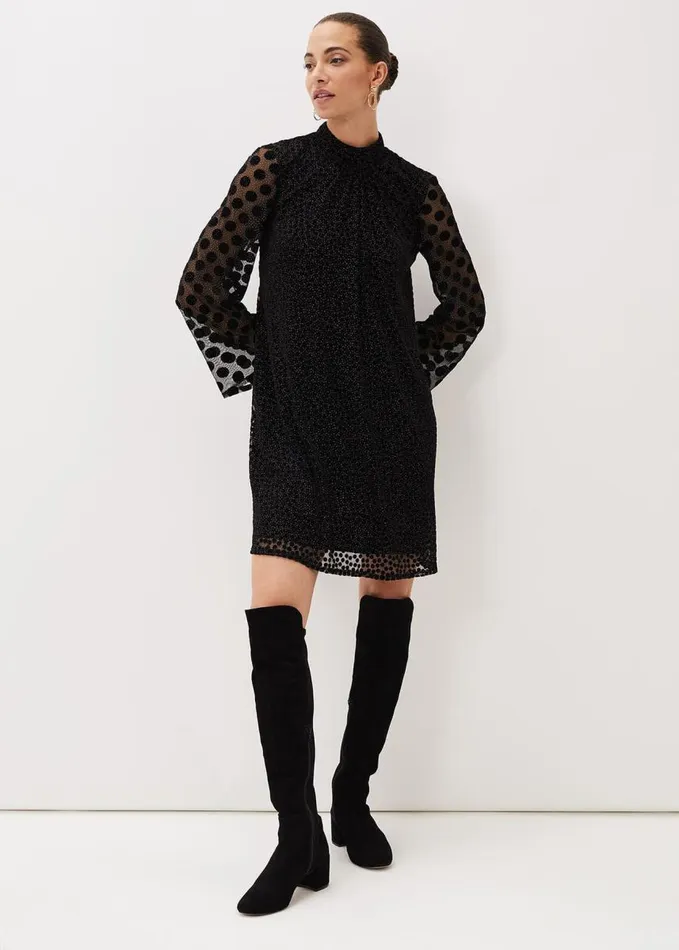 Phase Eight Sevina Spot Tunic Dress Black Women Dresses