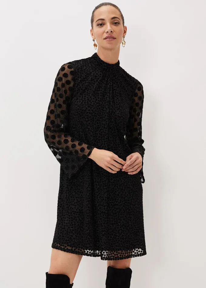 Phase Eight Sevina Spot Tunic Dress Black Women Dresses