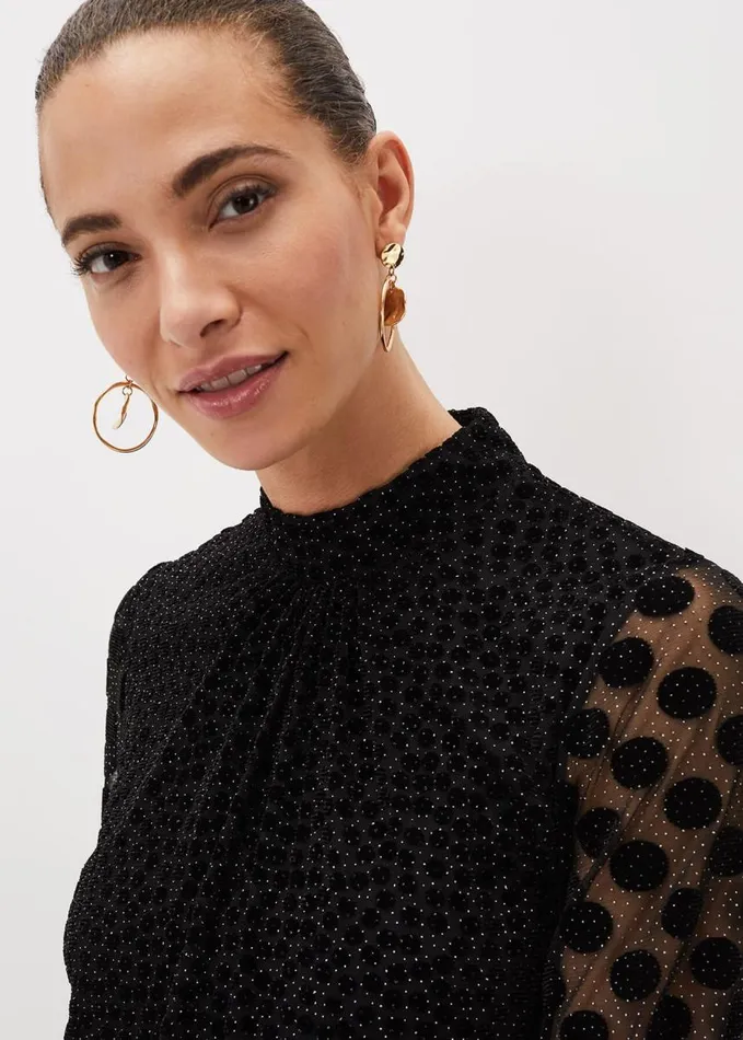 Phase Eight Sevina Spot Tunic Dress Black Women Dresses
