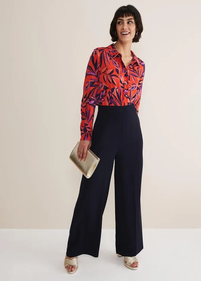 Phase Eight Shareen Leaf Print Shirt Red Women Shirts and Blouses