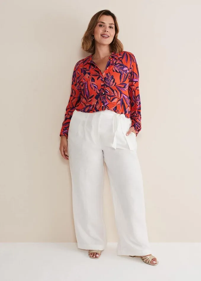 Phase Eight Shareen Leaf Print Shirt Red Women Shirts and Blouses